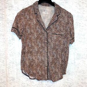 Victoria Secret Heavenly Collection Animal Print Short Sleeve Pajama Top Size M